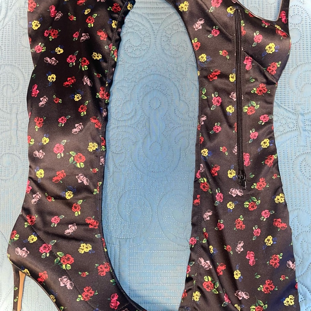 Betsey Johnson Floral Knee High Boots